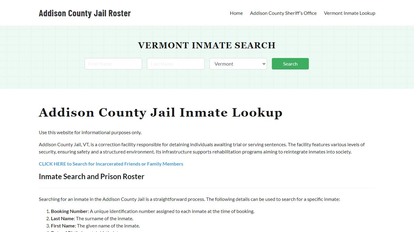 Addison County Jail Roster Lookup, VT, Inmate Search